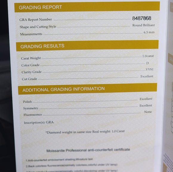 NWT Stunning 1ct Moissanite Engagement Ring w/Paperwork - Picture 15 of 17